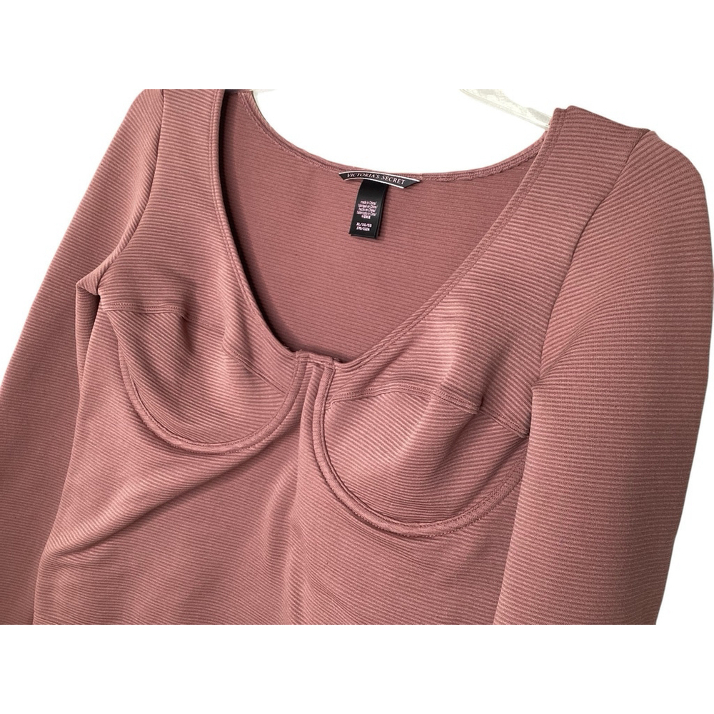 Victoria's Secret Corset Top Sz XL Pink Cropped Stretchy Built-in Underwire Bra - Picture 5 of 9